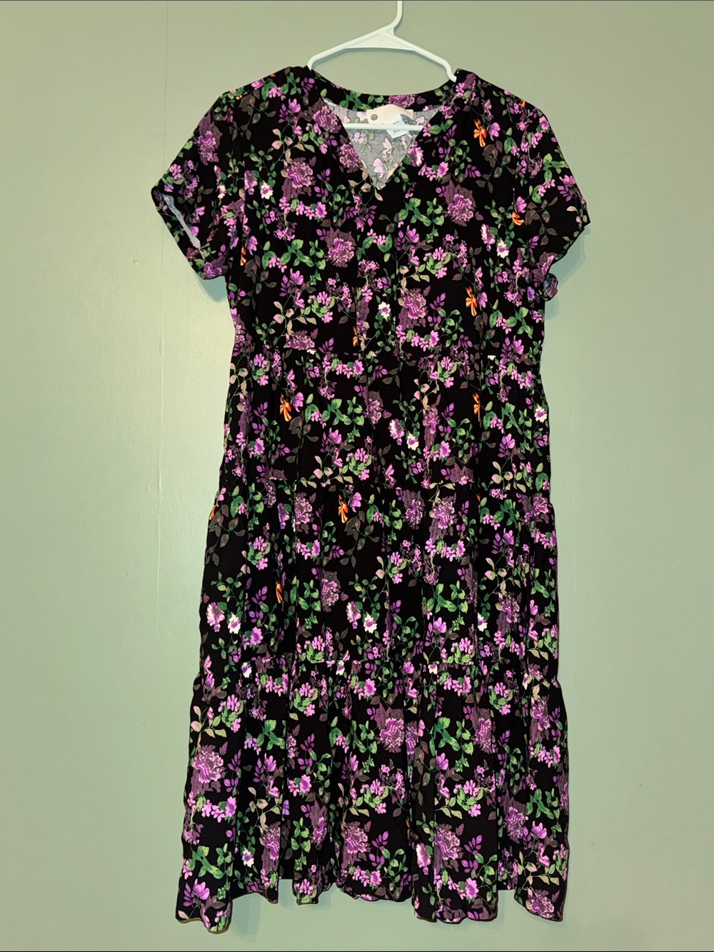 Ella Simone Black Purple Floral Dress Vermont Country Store Medium